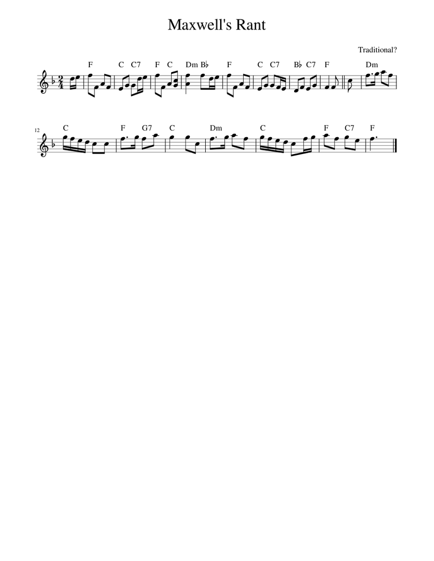 Piano Rant Layout Traditional music - Maxwell's Rant Sheet music for Piano (Solo) Easy ...