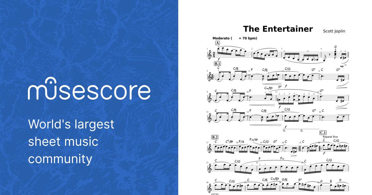 楽譜 A SCOTT JOPLIN SUITE 金管10重奏 The Entertainer – Scott Joplin Sheet Music for Violin, Viola