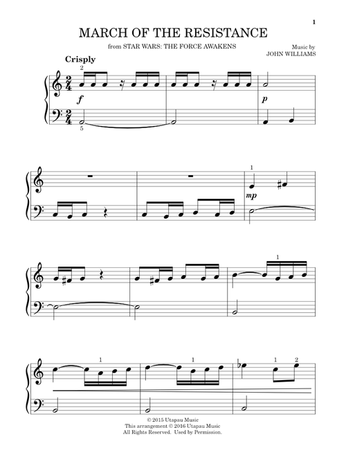 March Of The Resistance - John Williams (Beginning Piano Solo)