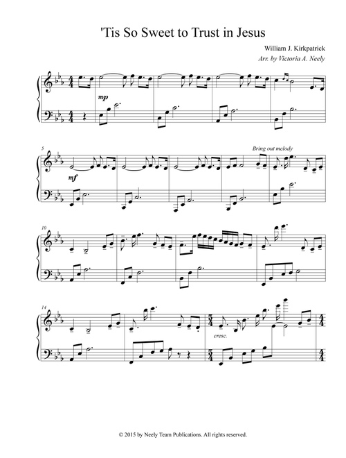 'Tis So Sweet to Trust in Jesus (Arr. Victoria A. Neely) - William J. Kirkpatrick (Harp)