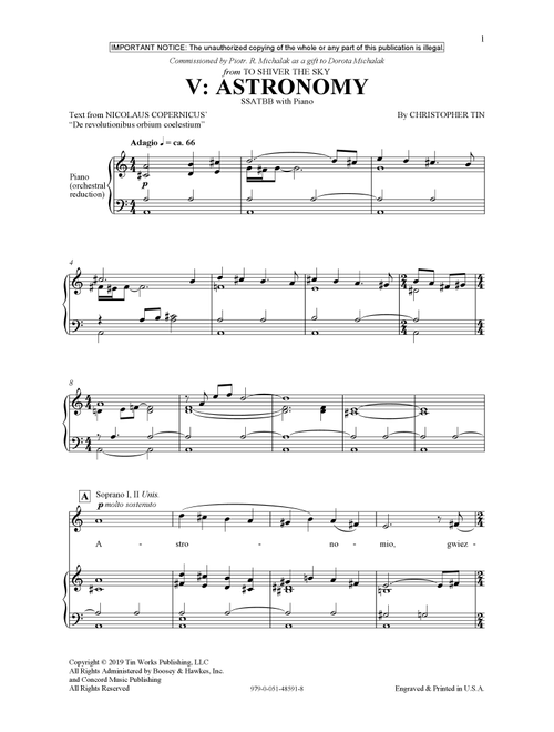 Astronomy (from To Shiver The Sky) - Nicholas Copernicus (Choral, SSATBB)