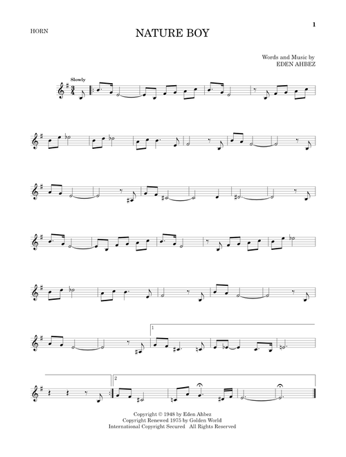 Nature Boy - Nat King Cole (French Horn Solo)