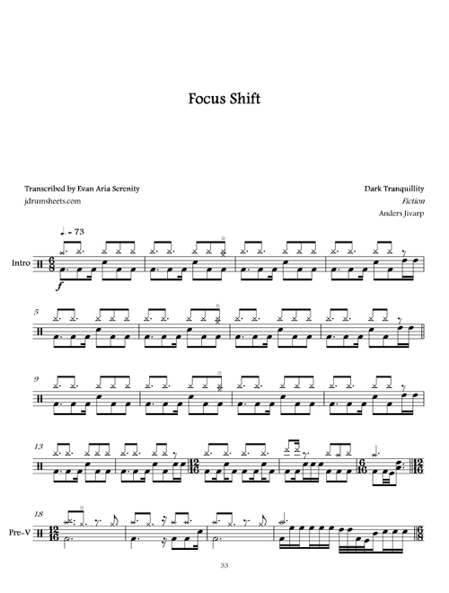 Focus Shift (Arr. Evan Aria Serenity) - Dark Tranquility (Drums)
