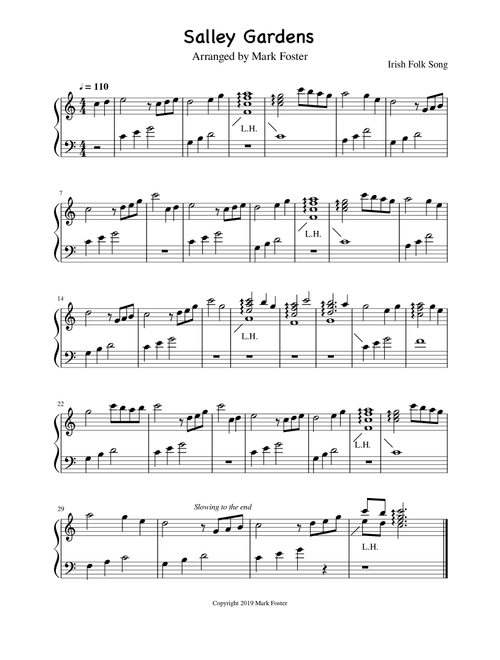 Sally Gardens - Early Intermediate - Arranged for Lap Harp (Arr. Mark Foster) - Unknown (Harp)