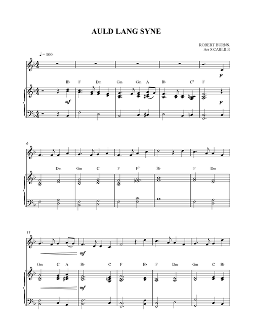 Auld Lang Syne (Arr. SCMusic) - Robert Burns (Trumpet and Piano)