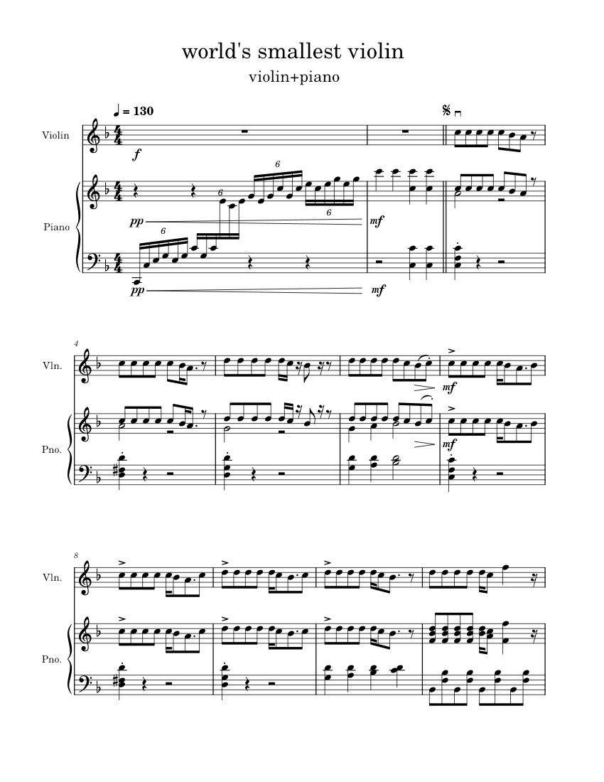 World's Smallest Violin AJR world's smallest violin duet Sheet music
