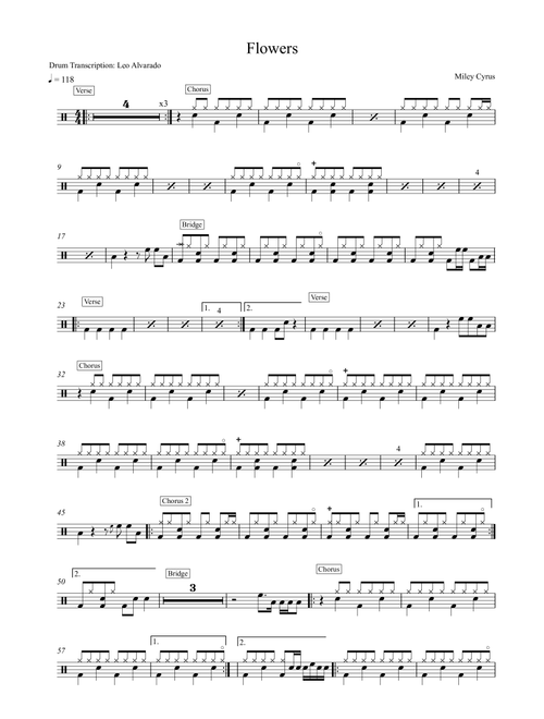 Flowers (Arr. Drum Transcription: Leo Alvarado) - Miley Cyrus (Drums)