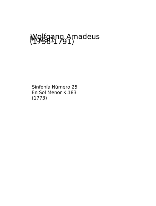 Symphony No.25 in G minor, K.183/173dB - Wolfgang Amadeus Mozart