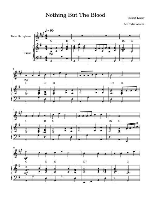 Nothing But The Blood (Tenor Sax Solo and Piano) (Arr. Tyler Adams) - Robert Lowry (Tenor Sax and Piano)