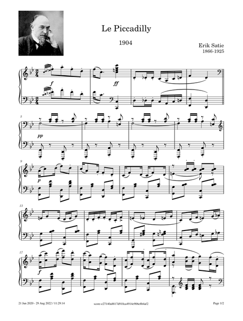 Le picaddilly – Erik Satie