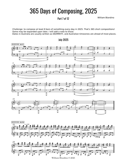 365 Days of Composing, July 2025 - Challenge – WilliamBlandinoMusic