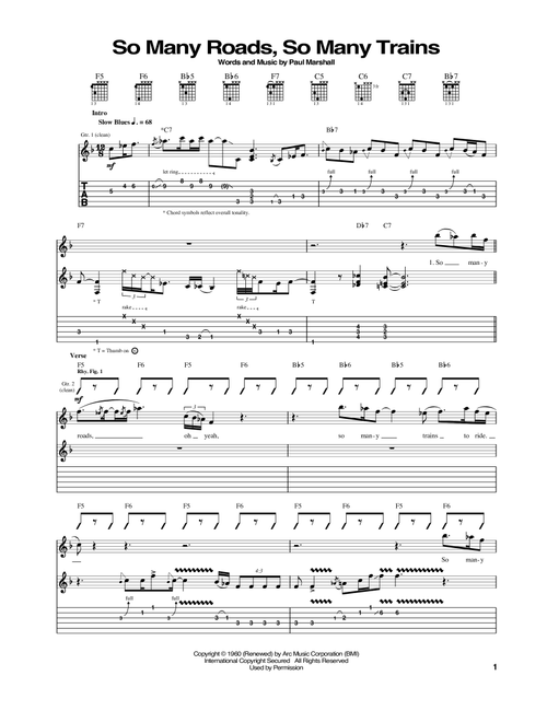 So Many Roads, So Many Trains - Otis Rush (Guitar Tab)