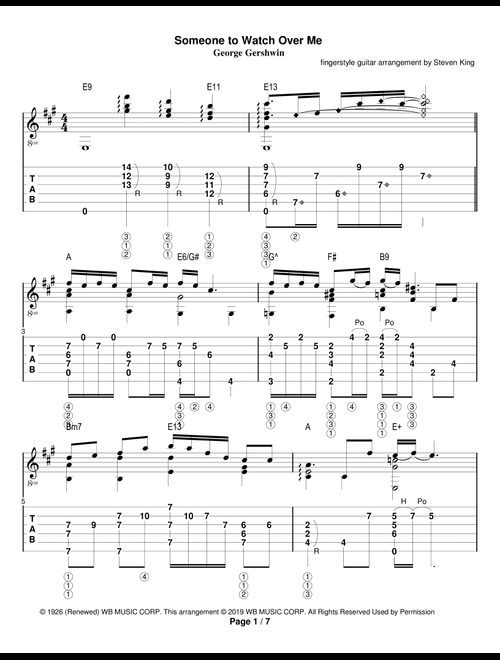 Someone To Watch Over Me (Arr. Steven Michael King) - Ira Gershwin, George Gershwin (Solo Guitar)