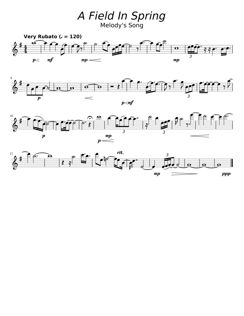 Hunter x Hunter - A Field in Spring (Melody's Song) Sheet