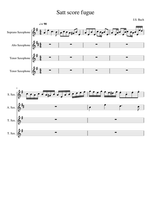 "Little" fugue in G minor Sax quartet