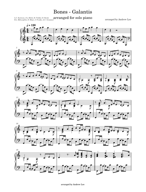 Bones - Galantis (Piano Arrangement)