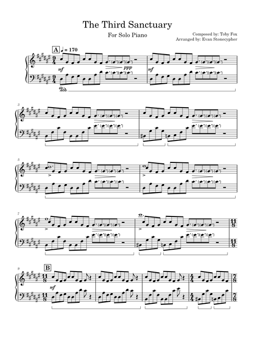 The Third Sanctuary - Toby Fox (For Solo Piano)