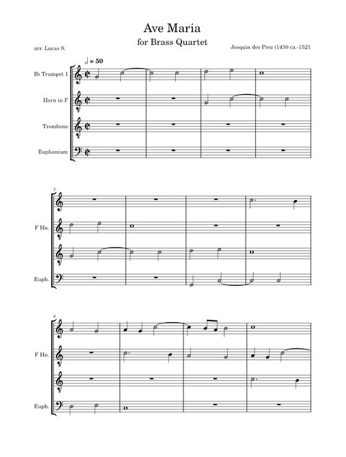 Ave Maria for Brass Quartet – Josquin Desprez