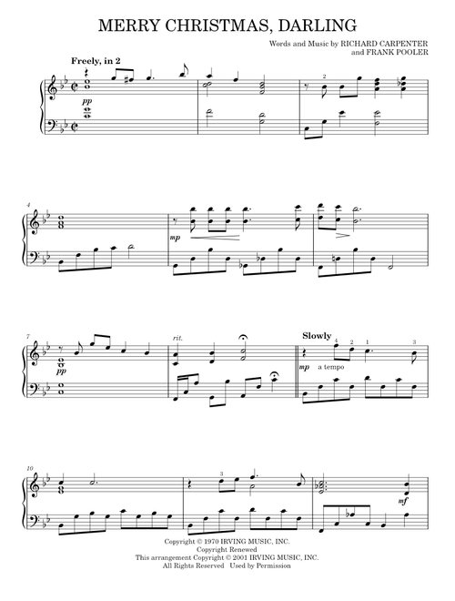 Merry Christmas, Darling - Carpenters (Piano Solo)