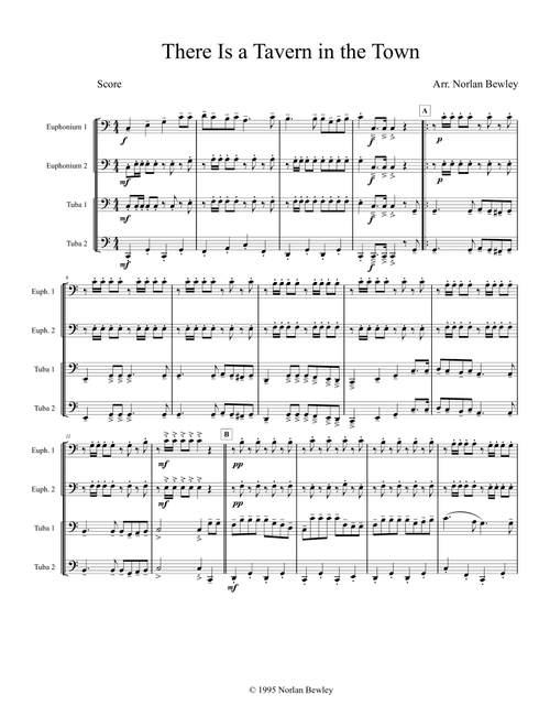 There Is A Tavern In The Town - Tuba/Euphonium Quartet (Arr. Norlan Bewley) - Traditional (Brass Ensemble)