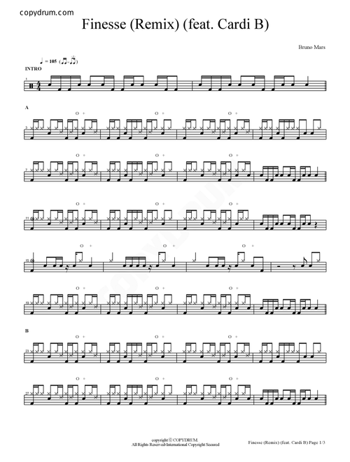 Finesse (remix) (feat Cardi B) (Arr. COPYDRUM) - Bruno Mars (Drums)