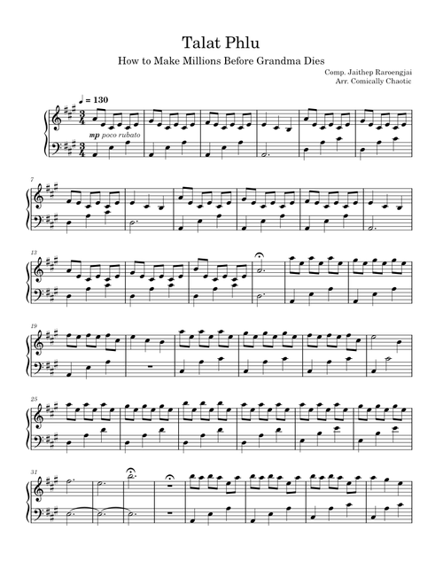 Talat Phlu (Talad Pru) – Jaithep Raroengjai (How to Make Millions Before Grandma Dies) [Piano]