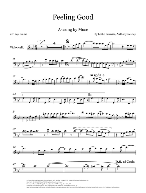 Feeling Good (Arr. Jay Emme) - Muse (Cello Solo)