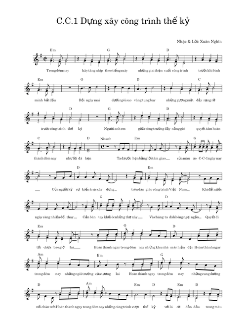 C.C.1 Dựng xây công trình thế kỷ - nhạc sĩ Xuân Nghĩa