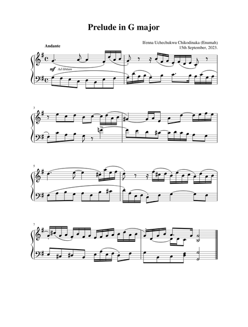 Prelude in G major by Ifenna