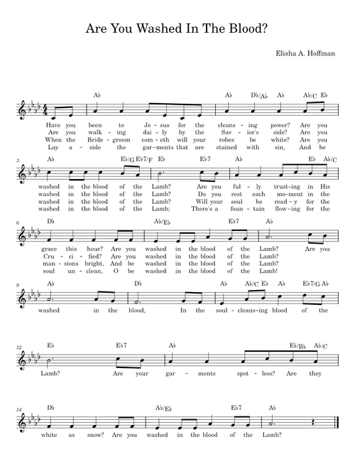 Are You Washed in the Blood? - for 3-octave handbell choir - Rev. Elisha A. Hoffman