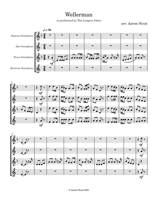 Wellerman for Sax Quartet