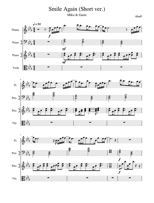 Smile Again [Miku and Gumi] piano-violin-flaute