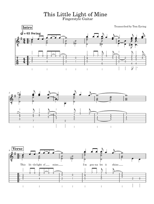 This Little Light of Mine Fingerstyle Guitar