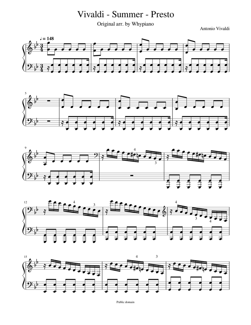 Vivaldi Summer Presto Sheet music for Piano Solo Musescore