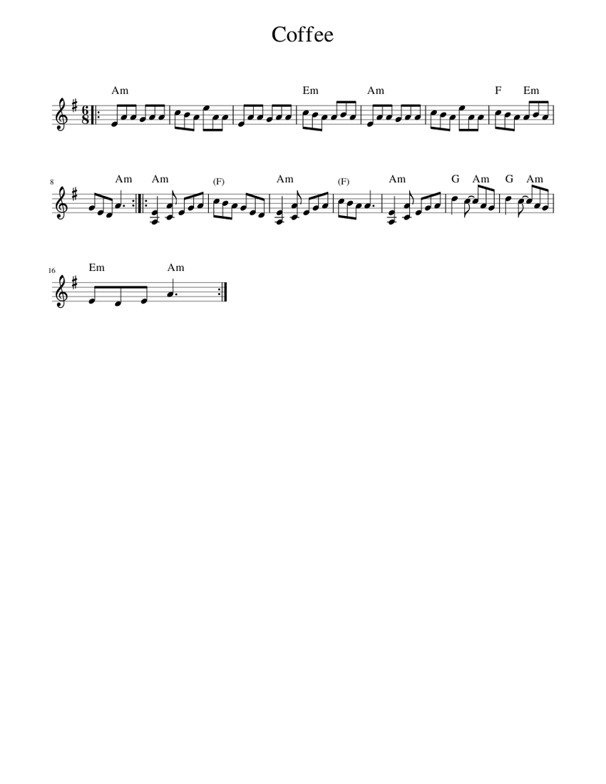 Coffee Sheet Music For Piano Solo Musescore
