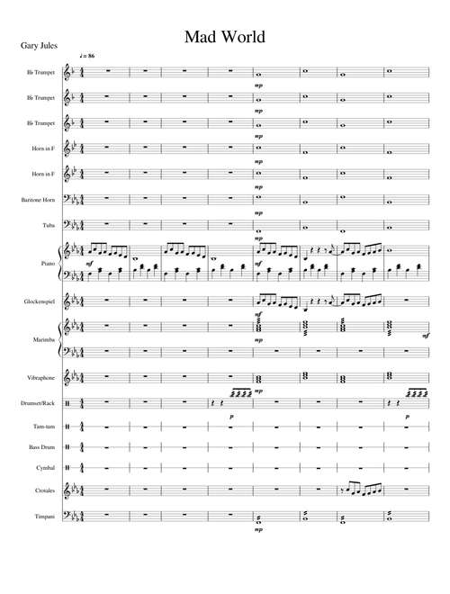 Mad World Drum Corps Arrangement