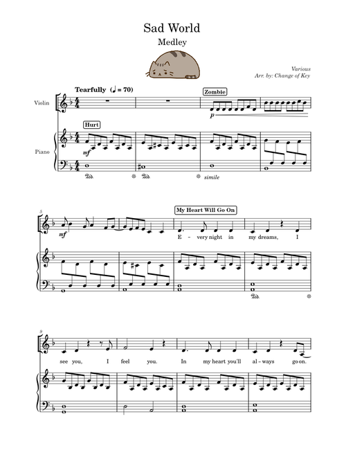 Sad World [Medley] (for violin and piano)