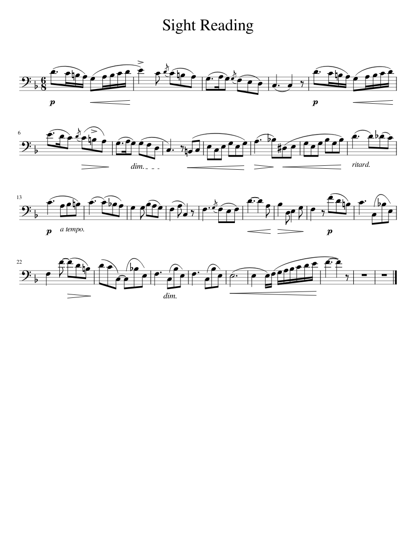 Sight reading sheet music for trombone solo musescore
