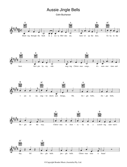 Aussie Jingle Bells - Colin Buchanan (Lead Sheet - Fake Book)