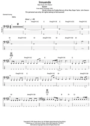 Play Official version of Innuendo Sheet Music by Queen for Play Official version of Innuendo Sheet Music by Queen for