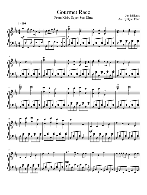 Gourmet Race - Kirby Super Star Ultra (Solo Piano Arrangement)
