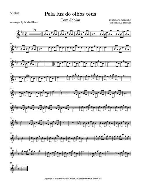 Pela Luz Dos Olhos Teus (Arr. Harmonistas) - Vinicius de Moraes (Violin Solo)