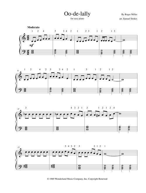 Oo-de-lally (Arr. Samuel Stokes) - Roger Miller (Easy Piano)