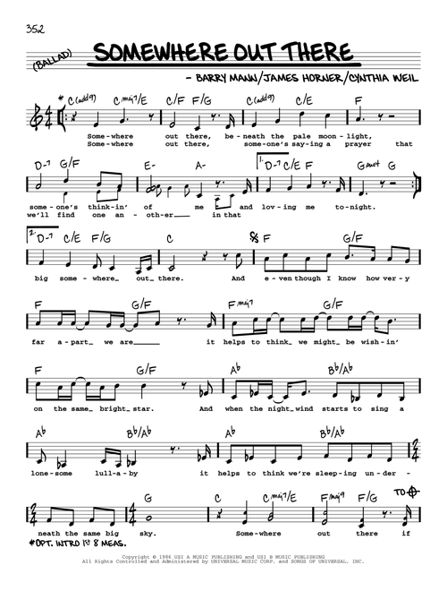 Somewhere Out There - Linda Ronstadt & James Ingram (Real Book - Melody-Chords-Lyrics)