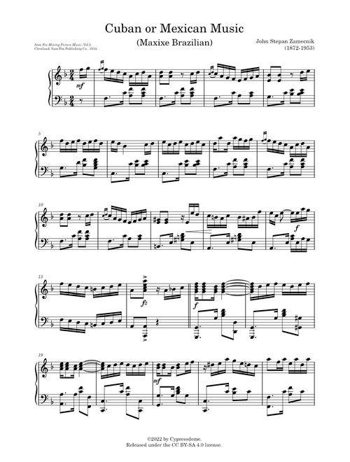 Cuban or Mexican Music (Maxixe Brazilian) - John Stepan Zamecnik