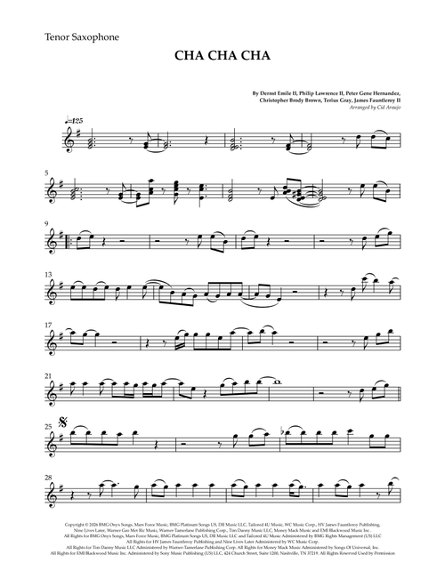 Cha Cha Cha (Arr. Cid Araujo) - Bruno Mars (Tenor Sax Solo)