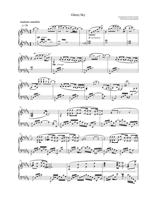 Glassy Sky (Arr. Yutaka Yamada) - Risa Gomamoto, Norio Aono (Piano Solo)