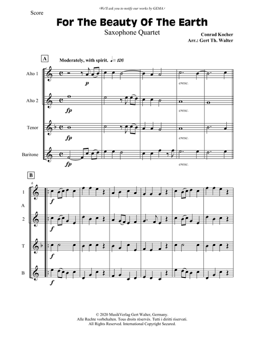 For The Beauty Of The Earth (Arr. Gert Th. Walter) - Conrad Kocher (Woodwind Ensemble)