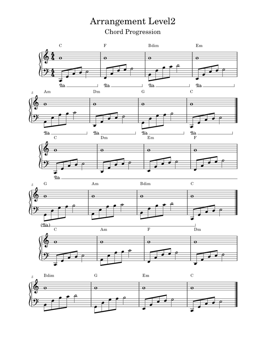 Arrangement (Music Theory II) Sheet Music with Chords for Piano (Solo ...