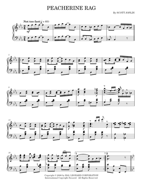 Peacherine Rag - Scott Joplin (Piano Solo)